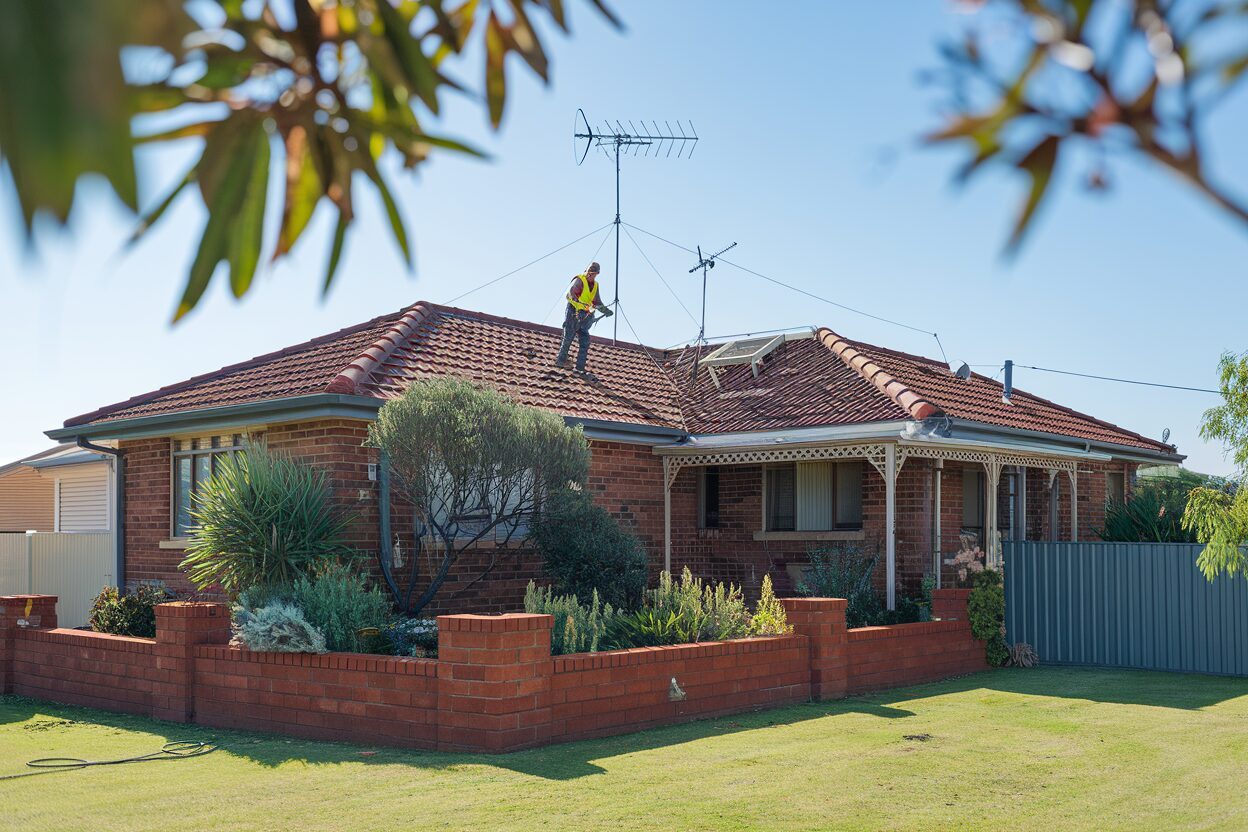 Professional TV antenna installation on Perth home